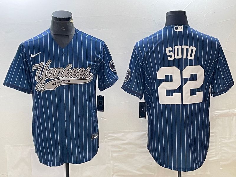 Men New York Yankees #22 Soto Blue stripe Nike Game MLB Jersey style 3->new york yankees->MLB Jersey